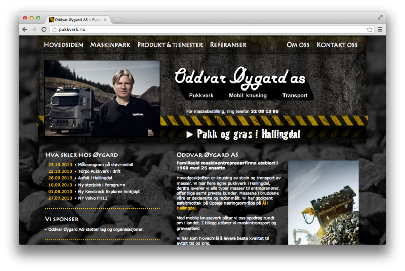 Pukkverk, Oddvar Øygard AS, referanse, websdesign, utforminng, webside, nettside